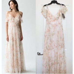 NWT - Jenny Yoo Mila Vintage Floral Garden Blush Print Bridesmaid Gown Dress